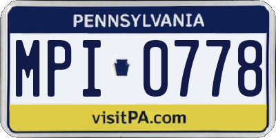 PA license plate MPI0778