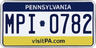 PA license plate MPI0782