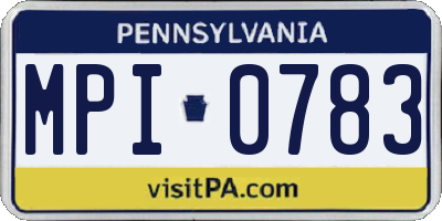 PA license plate MPI0783