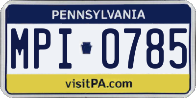 PA license plate MPI0785