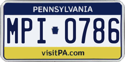 PA license plate MPI0786