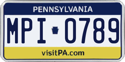 PA license plate MPI0789