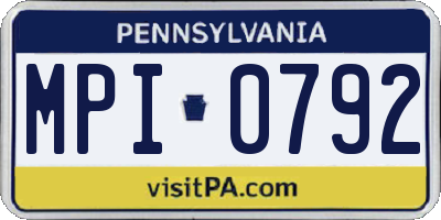 PA license plate MPI0792
