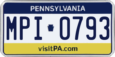 PA license plate MPI0793