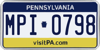 PA license plate MPI0798