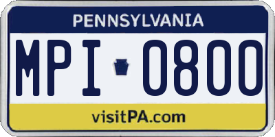 PA license plate MPI0800