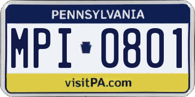 PA license plate MPI0801