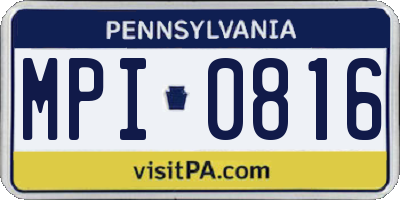 PA license plate MPI0816