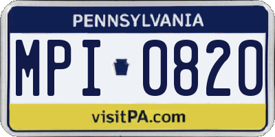 PA license plate MPI0820