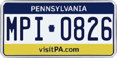 PA license plate MPI0826