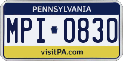 PA license plate MPI0830