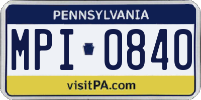 PA license plate MPI0840