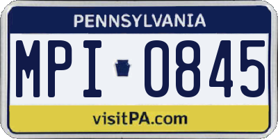 PA license plate MPI0845