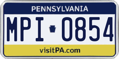 PA license plate MPI0854