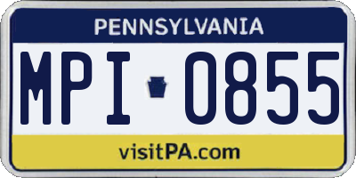 PA license plate MPI0855