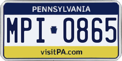 PA license plate MPI0865