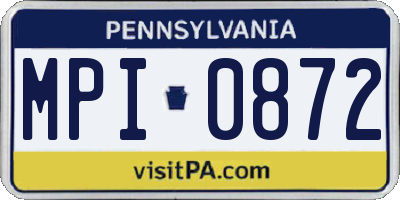 PA license plate MPI0872