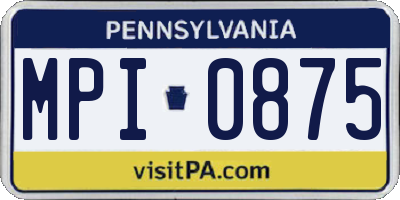 PA license plate MPI0875