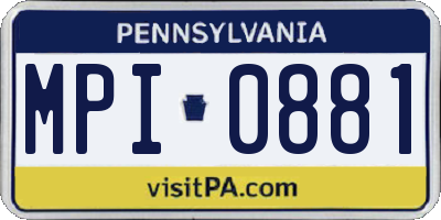 PA license plate MPI0881