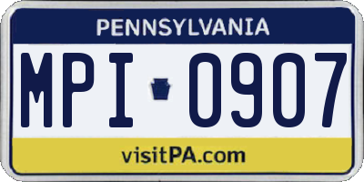 PA license plate MPI0907