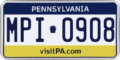 PA license plate MPI0908