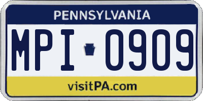 PA license plate MPI0909