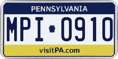 PA license plate MPI0910