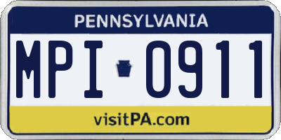 PA license plate MPI0911