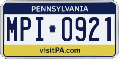 PA license plate MPI0921