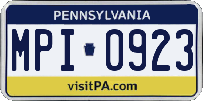 PA license plate MPI0923