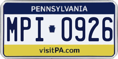 PA license plate MPI0926