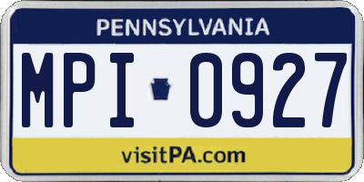 PA license plate MPI0927