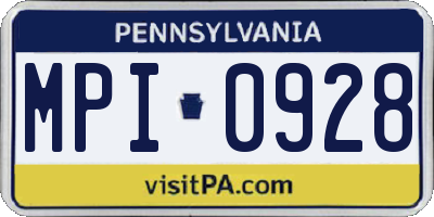 PA license plate MPI0928