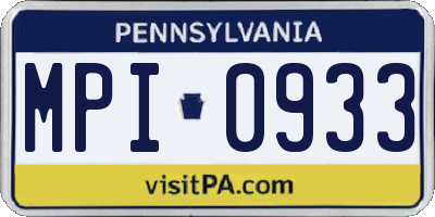 PA license plate MPI0933