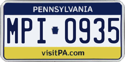 PA license plate MPI0935