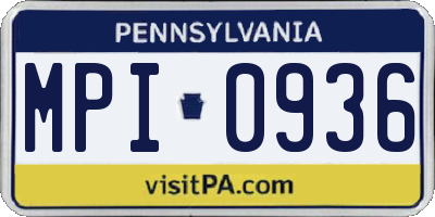 PA license plate MPI0936