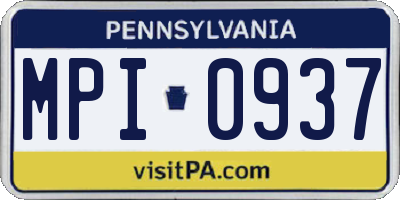 PA license plate MPI0937