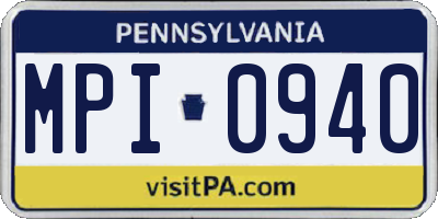PA license plate MPI0940