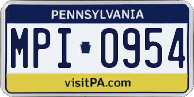PA license plate MPI0954