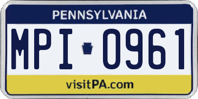 PA license plate MPI0961