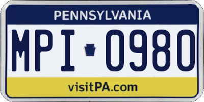PA license plate MPI0980