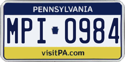 PA license plate MPI0984