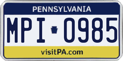 PA license plate MPI0985