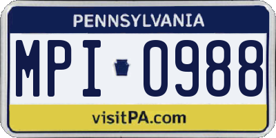PA license plate MPI0988