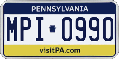 PA license plate MPI0990