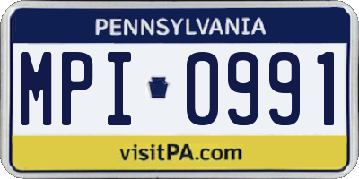 PA license plate MPI0991