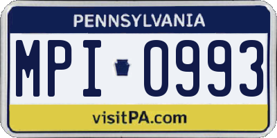 PA license plate MPI0993