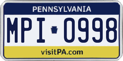 PA license plate MPI0998