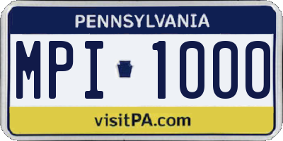 PA license plate MPI1000