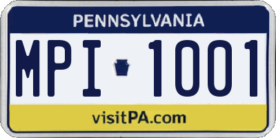 PA license plate MPI1001